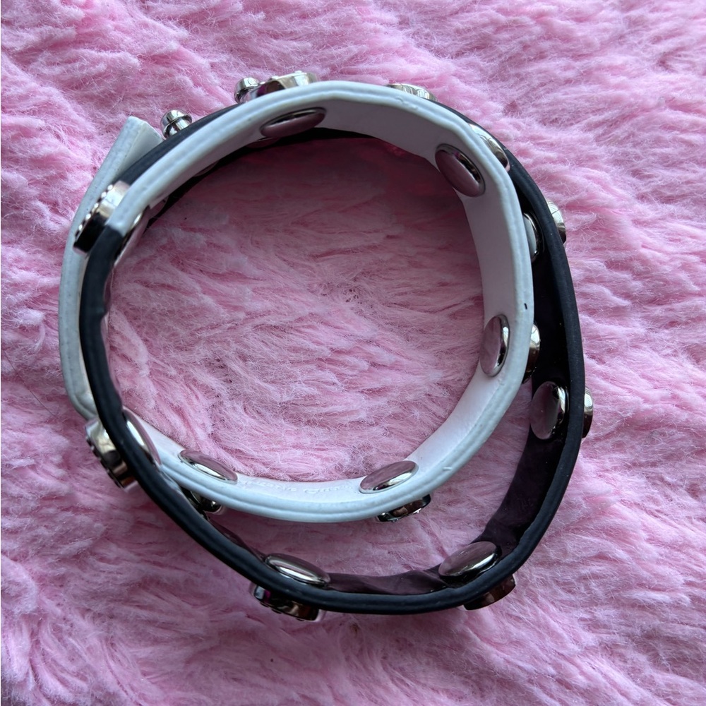 Rustic Cuff Black and White Studded Bracelet - Picture 3 of 6